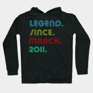 13 Years Old Legend Since March 2011 13th Birthday Hoodie